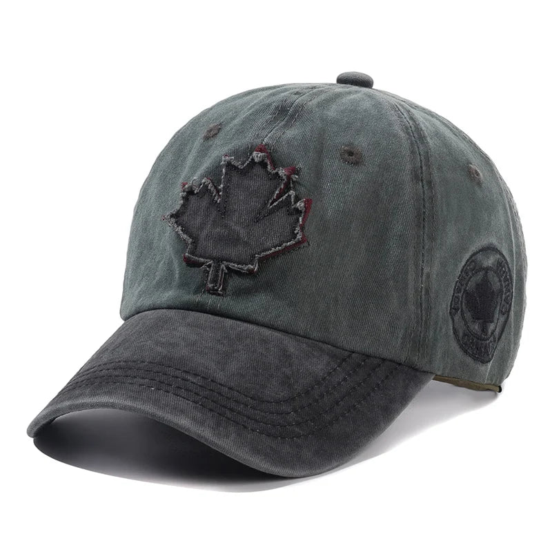 ππ§’ Unisex Washed Cotton Vintage Canada Baseball Cap β Big Maple Leaf Embroidery Hat
