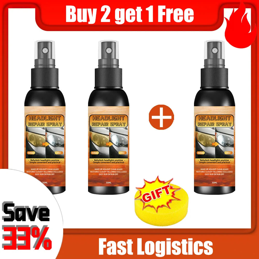🚗✨ Car Headlight Restoration Kit – Scratch Remover & Oxidation Cleaner Polish for Clear Headlamps