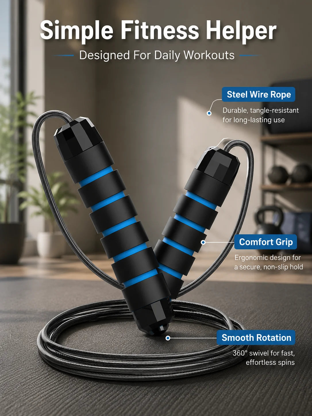 🏃♂️💪 Steel wire speed jump rope designed to improve endurance, coordination, and cardiovascular fitness