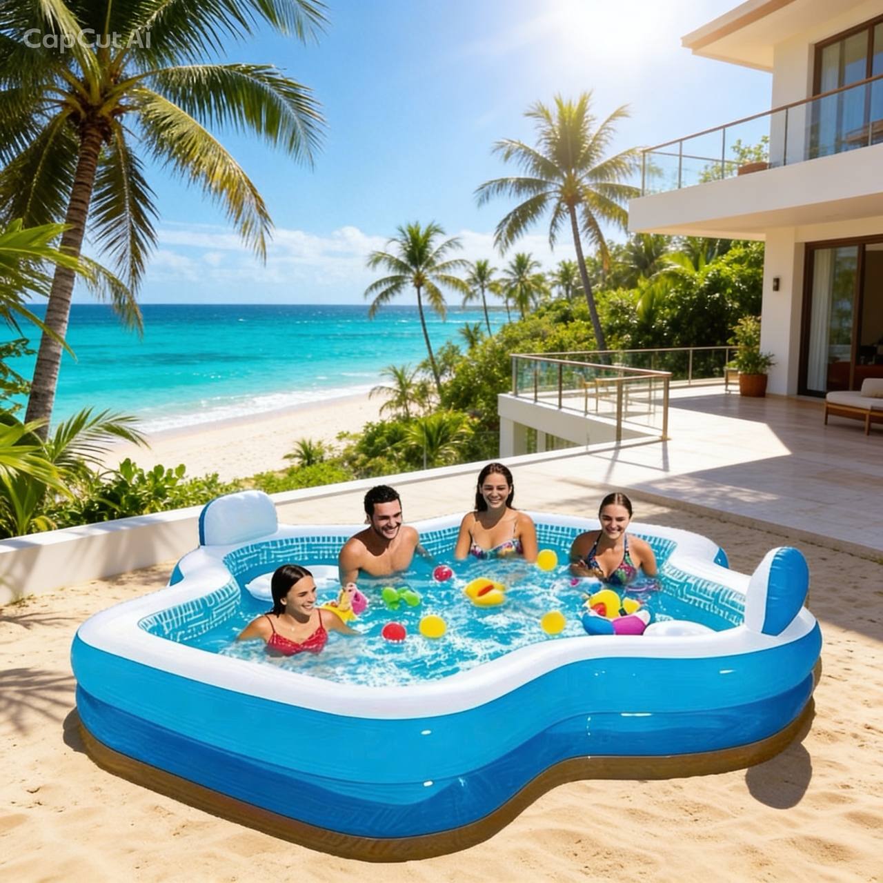 💦 LAST DAY 40% OFF 💦 10FT Family Pool with Seats 🏖️ 🛋️ 2 Inflatable Backrest Seats | Relax & Chill at Home ☀️
