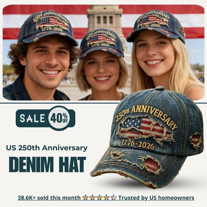 🔥 40% Off Today 🔥 US 250th Anniversary Denim Hat — Celebrate 1776–2026