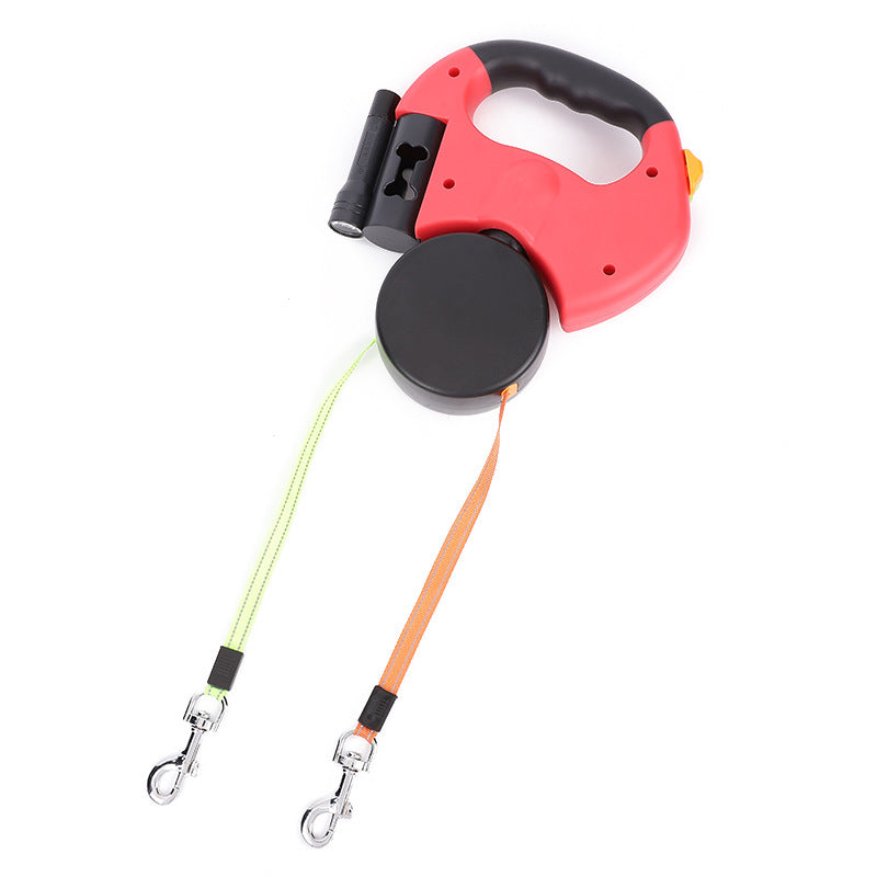 ✨🐾 28% OFF Double Dog Walking Leash – 360° Swivel, Anti-Tangle & Built-In Light