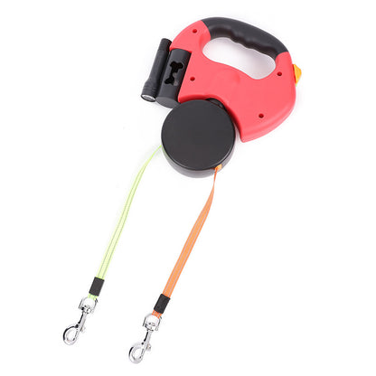 ✨🐾 28% OFF Double Dog Walking Leash – 360° Swivel, Anti-Tangle & Built-In Light