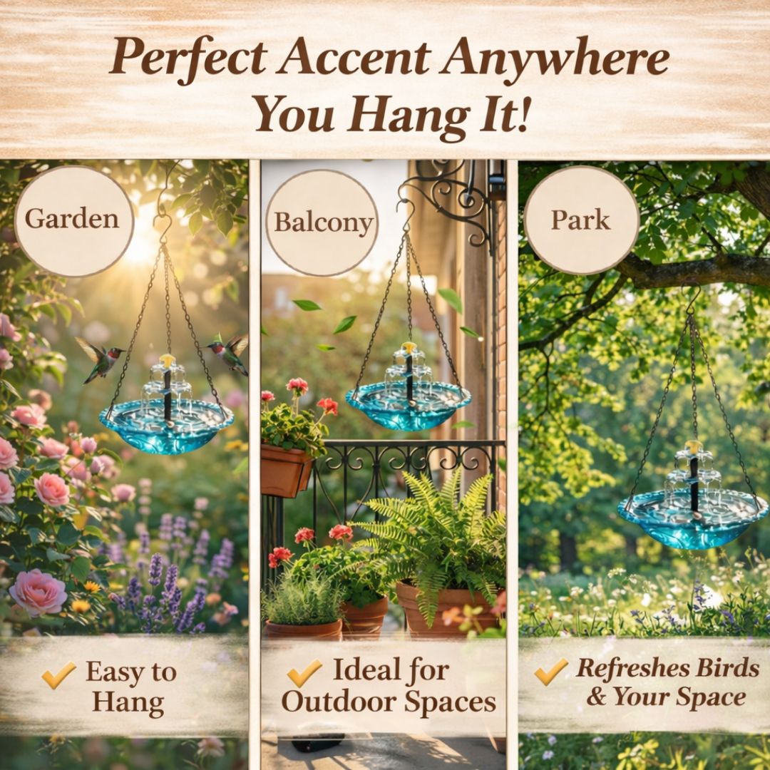 ✨Special Offer Today Only! 🐦 Solar Cascade Hanging Bird Bath Fountain