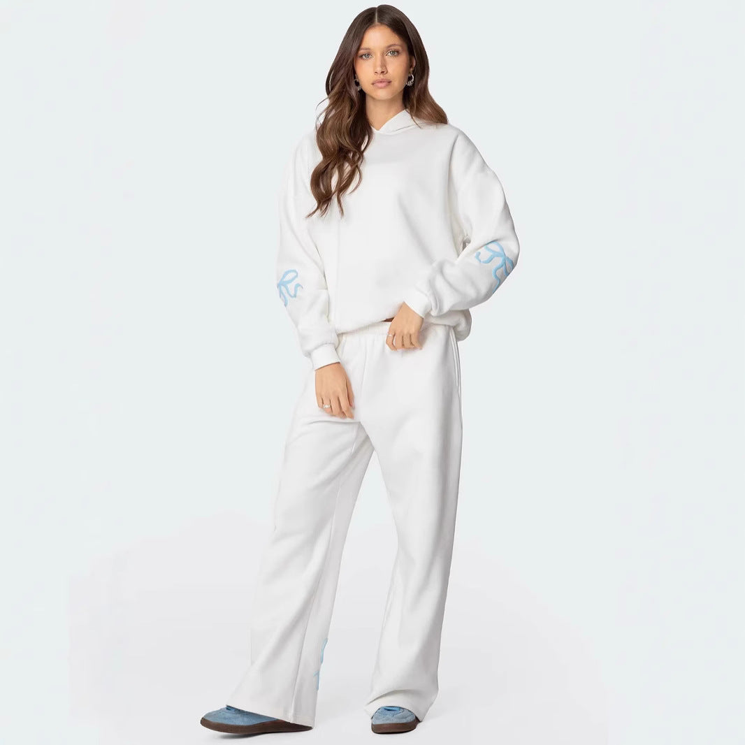 👕✨ SALE 22% – Women's Hooded Sweatshirt & Pants Set with Bow Detail