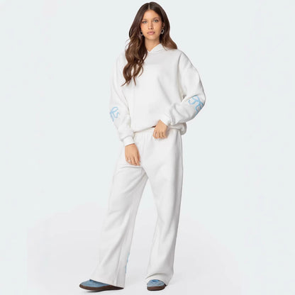 👕✨ SALE 22% – Women's Hooded Sweatshirt & Pants Set with Bow Detail
