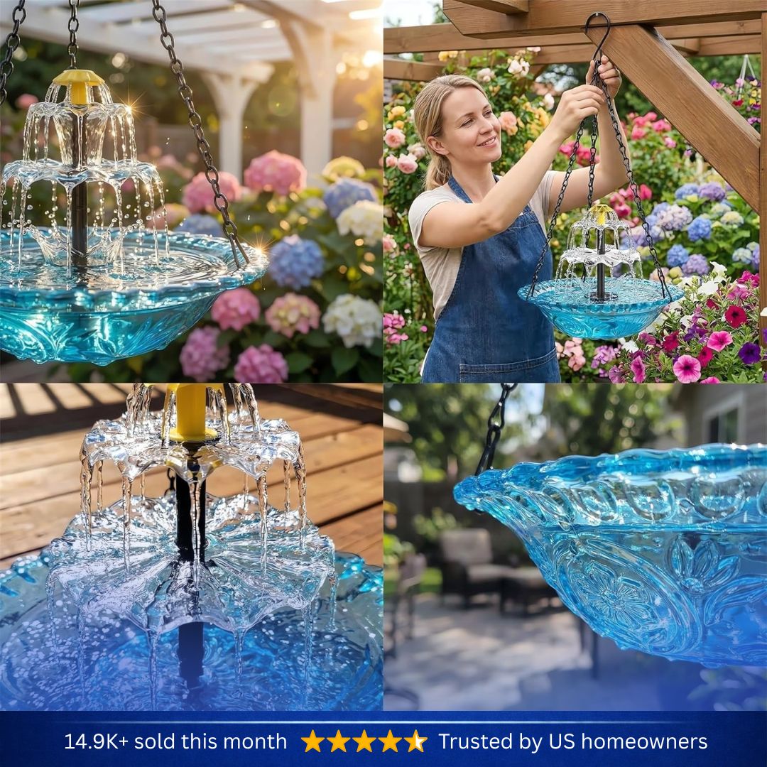 ✨Special Offer Today Only! 🐦 Solar Cascade Hanging Bird Bath Fountain