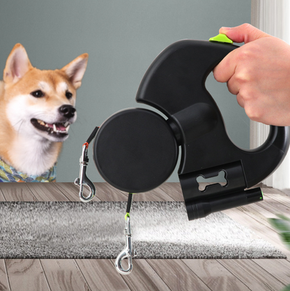 ✨🐾 28% OFF Double Dog Walking Leash – 360° Swivel, Anti-Tangle & Built-In Light