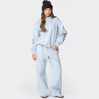 👕✨ SALE 22% – Women's Hooded Sweatshirt & Pants Set with Bow Detail