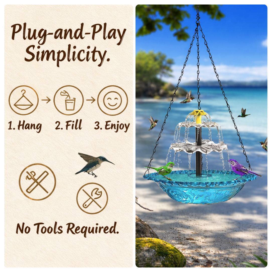 ✨Special Offer Today Only! 🐦 Solar Cascade Hanging Bird Bath Fountain