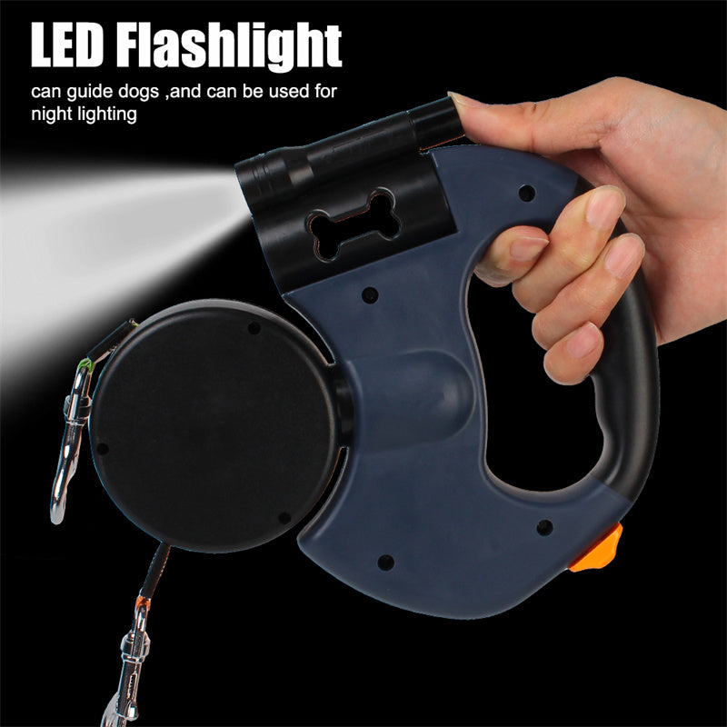 ✨🐾 28% OFF Double Dog Walking Leash – 360° Swivel, Anti-Tangle & Built-In Light
