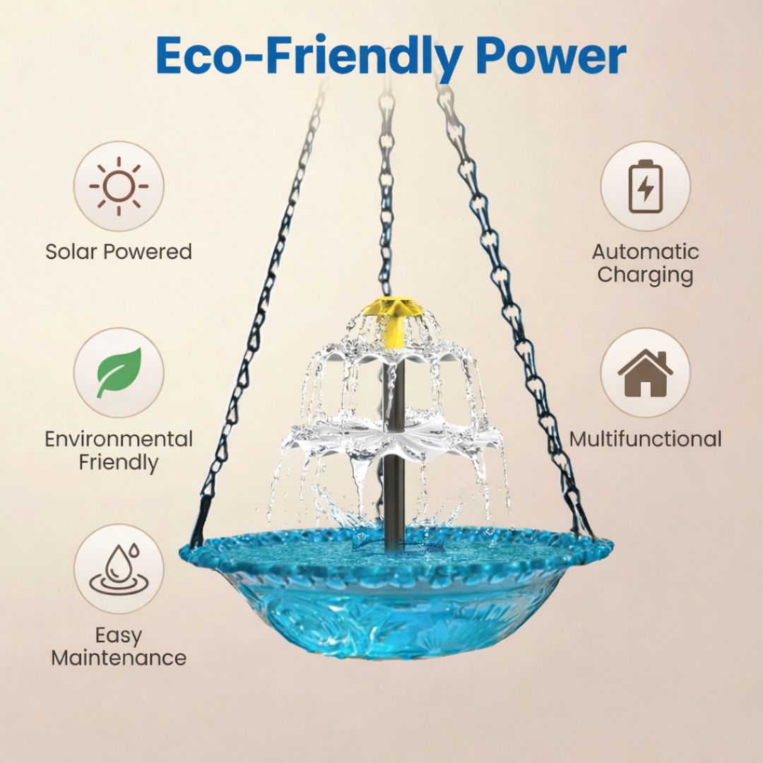✨Special Offer Today Only! 🐦 Solar Cascade Hanging Bird Bath Fountain
