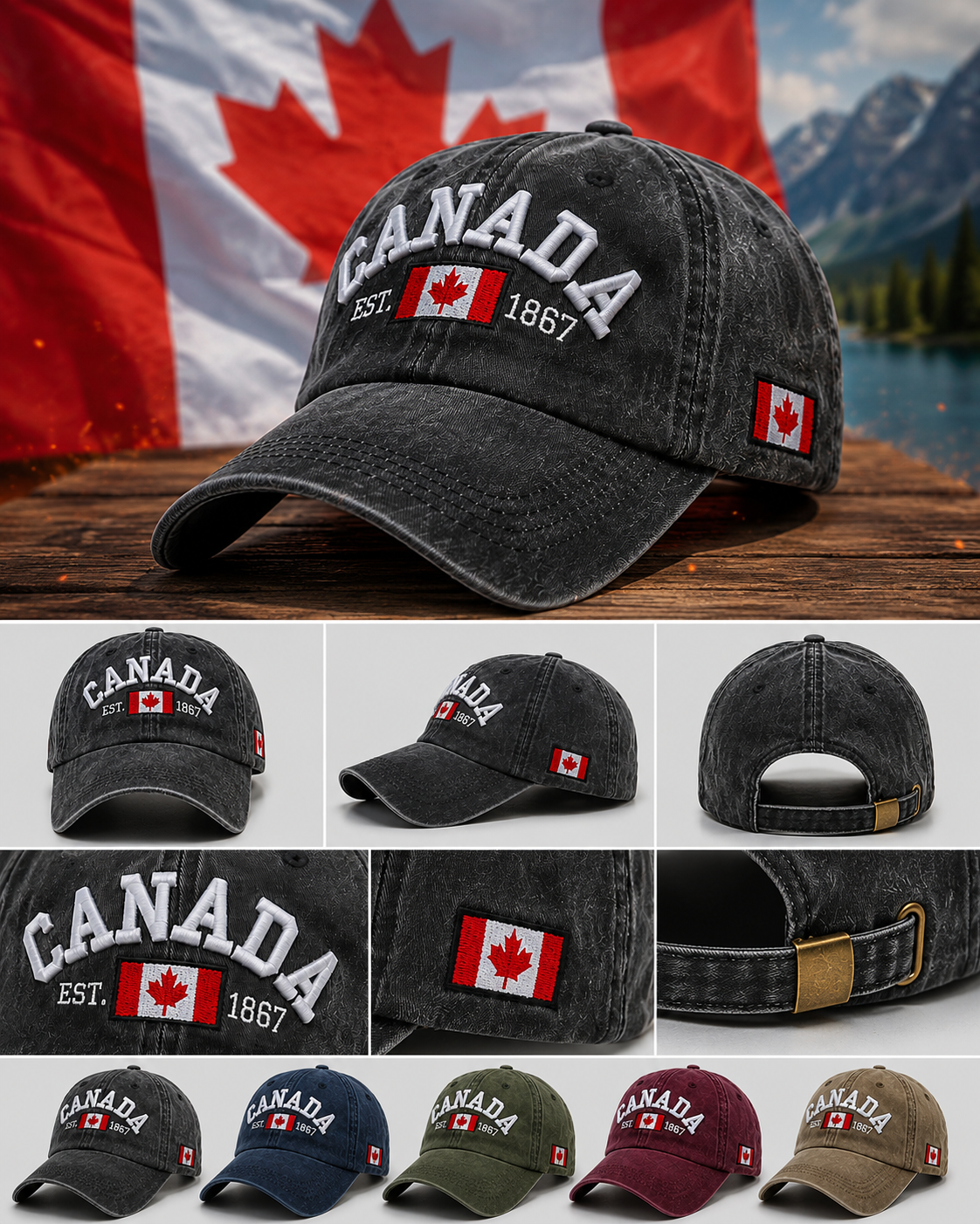 🔥33% OFF CANADA Embroidered Baseball Cap – Adjustable Casual Outdoor Sun Protection Hat