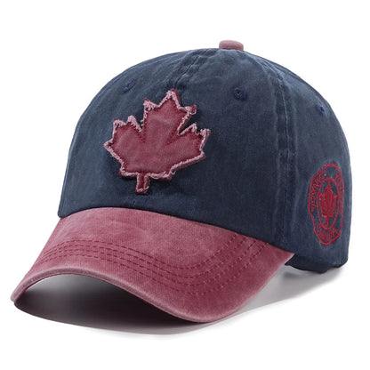 🍁🧢 Unisex Washed Cotton Vintage Canada Baseball Cap – Big Maple Leaf Embroidery Hat