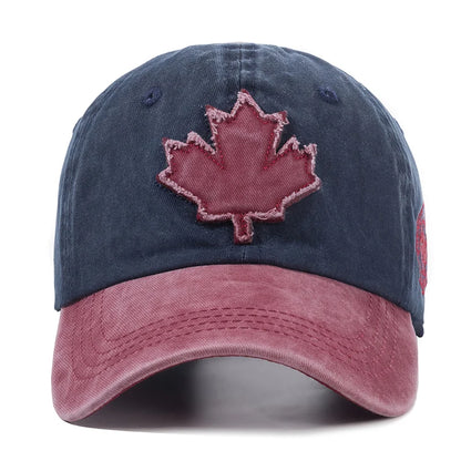 🍁🧢 Unisex Washed Cotton Vintage Canada Baseball Cap – Big Maple Leaf Embroidery Hat
