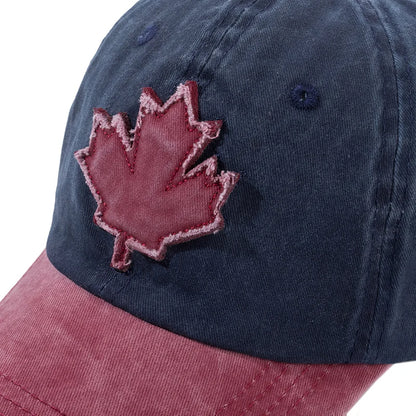 🍁🧢 Unisex Washed Cotton Vintage Canada Baseball Cap – Big Maple Leaf Embroidery Hat