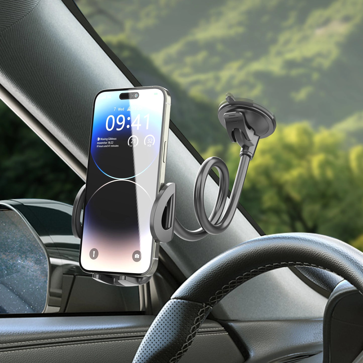 🚗📱 Solid Car & Truck Phone Mount Holder – 11.8" Gooseneck Long Arm Anti-Shake Stand for All Smartphones