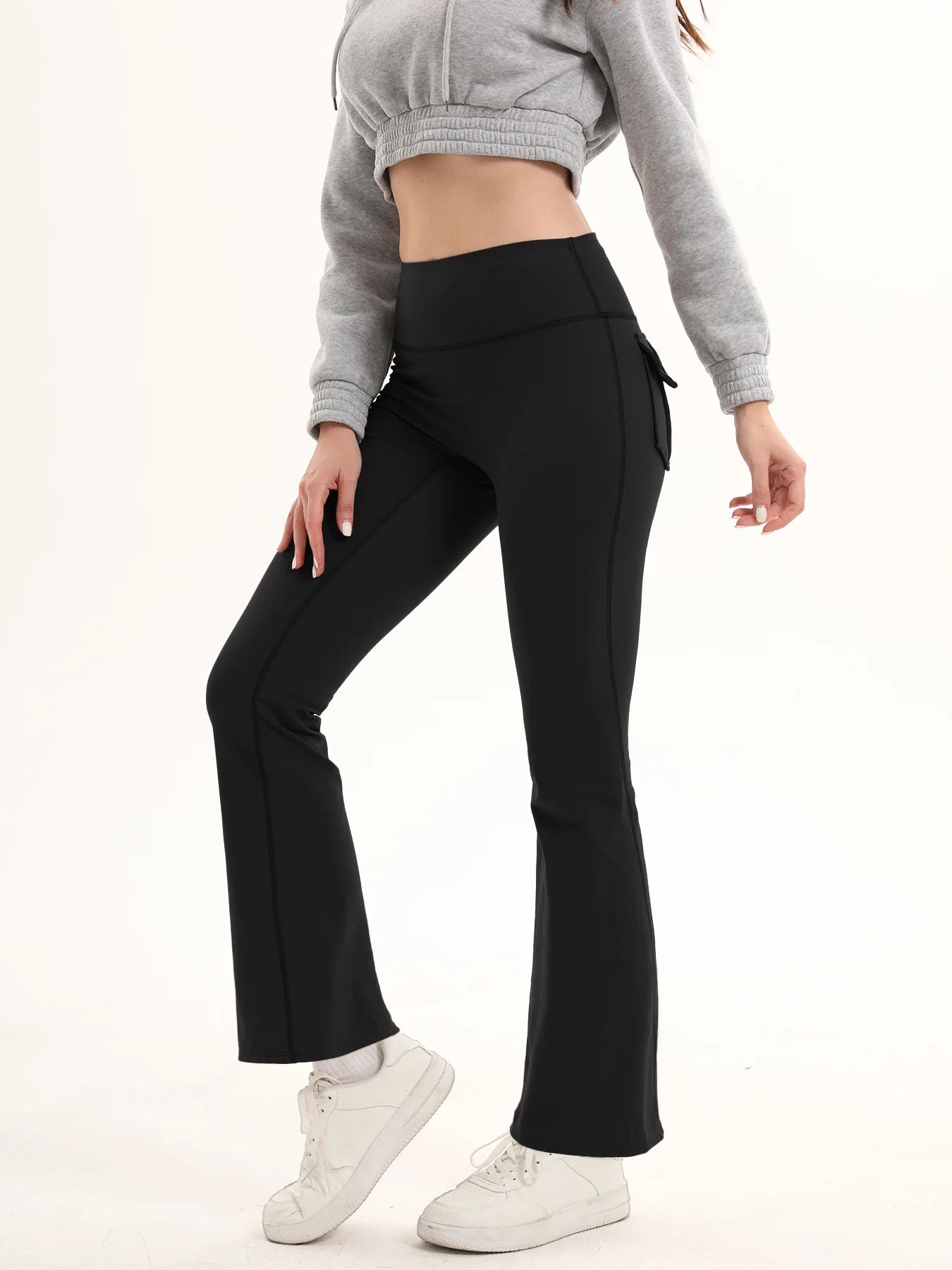 Women's High Waisted Flared Yoga Pants with Pockets Tummy Control Bootcut Leggings for Gym Fitness Casual Wear