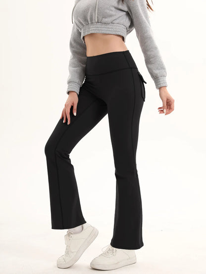 Women's High Waisted Flared Yoga Pants with Pockets Tummy Control Bootcut Leggings for Gym Fitness Casual Wear