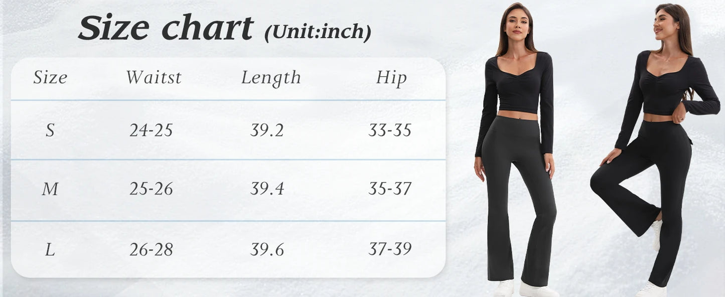 Women's High Waisted Flared Yoga Pants with Pockets Tummy Control Bootcut Leggings for Gym Fitness Casual Wear