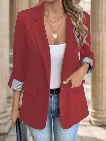 ✨🧥 New Women’s Casual Slim Fit Blazer – Fashion Button Up Jacket with Rolled Sleeves