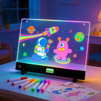🔥30% Off 🎨 17-inch LED Drawing Board – Rechargeable LED Drawing Board - 4 Modes + 7 Colored Pencils - Includes Water Spray Bottle and Cleaning Cloth
