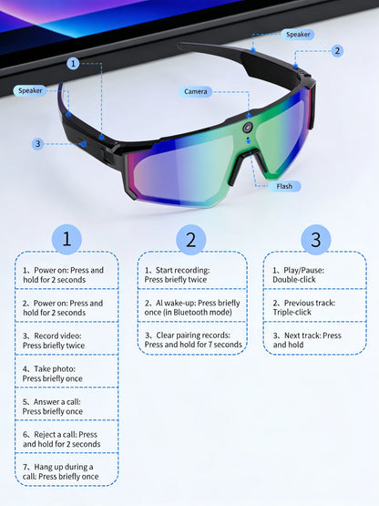 🤖👓 2026 New AI Smart Glasses with 800W Camera, HD Video Recording & Bluetooth Features | 35% OFF