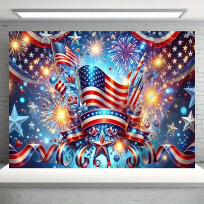 Independence Day Party Theme Background Eagle Balloon July 4th Celebration Decoration Banner USA Flag Backdrop Photo Props Gifts