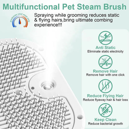 3in1 Pet Steam Spray Grooming Brush for Dogs Cats Electric Hair Removal Comb Massage Anti-Tangle Steamy Floating Hair Cleaning