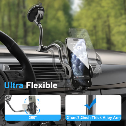 🚗📱 Solid Car & Truck Phone Mount Holder – 11.8" Gooseneck Long Arm Anti-Shake Stand for All Smartphones