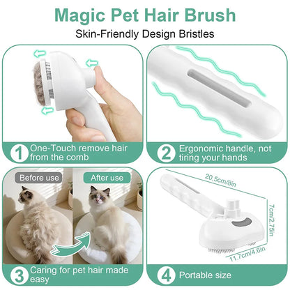 3in1 Pet Steam Spray Grooming Brush for Dogs Cats Electric Hair Removal Comb Massage Anti-Tangle Steamy Floating Hair Cleaning