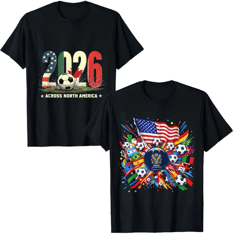 North America Soccer 2026 Vintage Football Fan T-Shirt Summer Streetwear Jersey