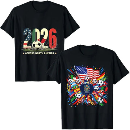 North America Soccer 2026 Vintage Football Fan T-Shirt Summer Streetwear Jersey