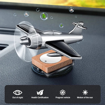 ✈️🚗 Solar Airplane Car Essential Oil Diffuser – Wooden Base Aromatherapy Fragrance Ornament