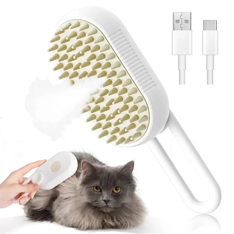 3in1 Pet Steam Spray Grooming Brush for Dogs Cats Electric Hair Removal Comb Massage Anti-Tangle Steamy Floating Hair Cleaning