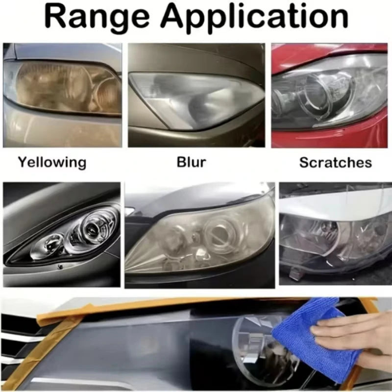 🚗✨ Car Headlight Restoration Kit – Scratch Remover & Oxidation Cleaner Polish for Clear Headlamps