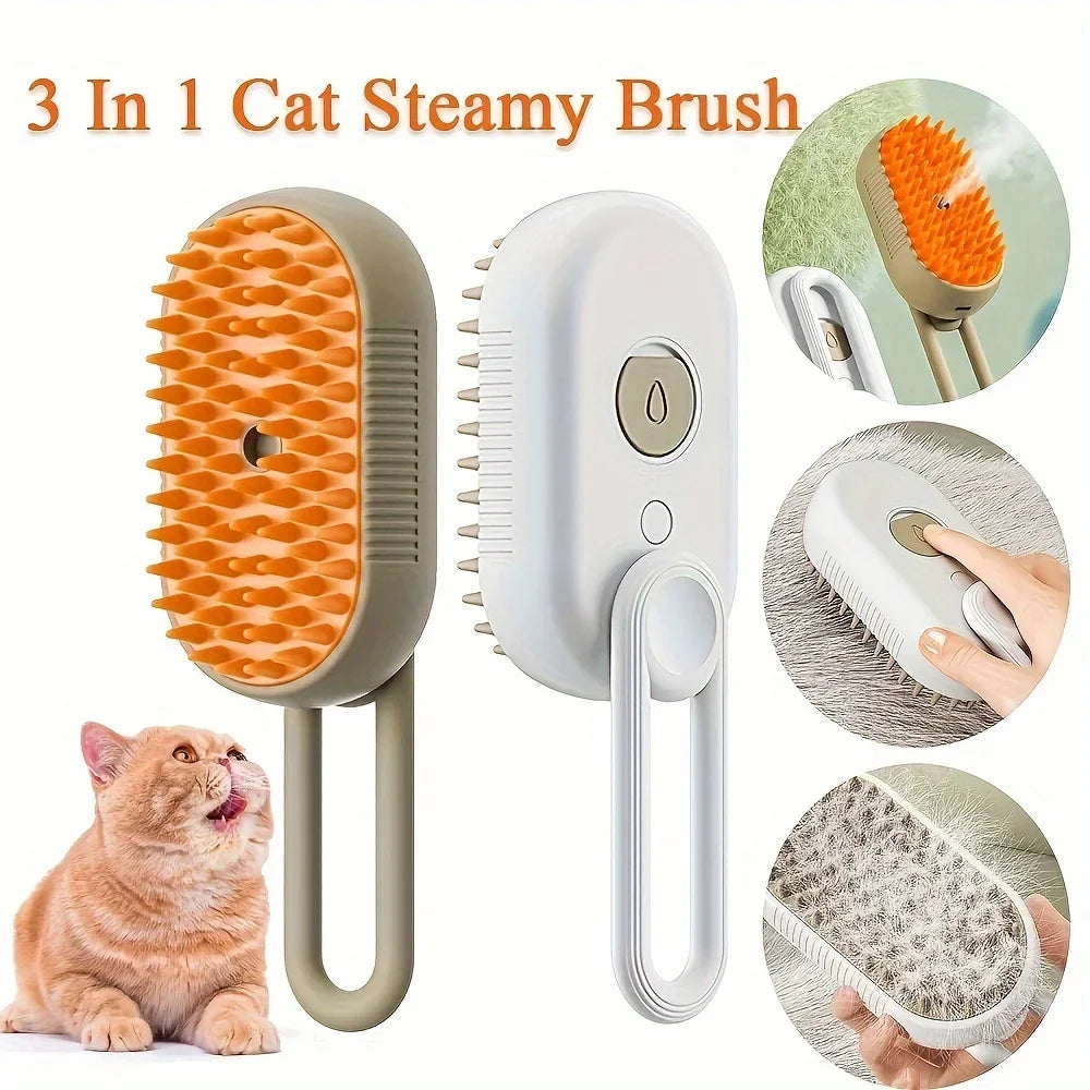 3in1 Pet Steam Spray Grooming Brush for Dogs Cats Electric Hair Removal Comb Massage Anti-Tangle Steamy Floating Hair Cleaning