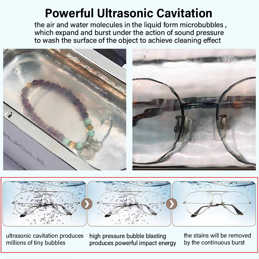 🔥19% OFF🧼 Ultrasonic Cleaner Machine – High Frequency Cleaner for Glasses, Jewelry & Tools