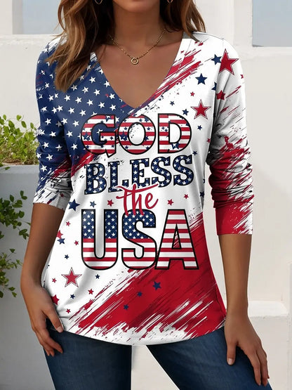 US Flag 250th anniversary Pattern Vintage Women's Long Sleeve T-shirt Summer 3D Print Casaul  polyester Tops Women Clothing