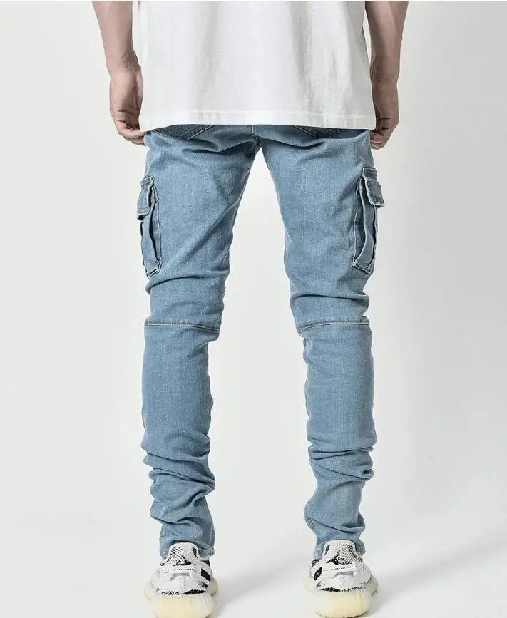 👖🔥 New Men’s Cargo Jeans – Multi Pocket Washed Denim Casual Pants for Daily Wear