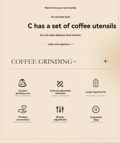 ☕⚡ Portable Electric & Manual Coffee Bean Grinder – 30 Gear Adjustable Rechargeable Coffee Grinder