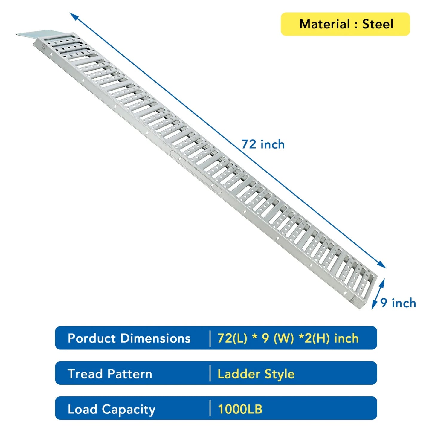🔥42% OFF 72” Heavy-Duty Loading Ramps – 1000 lbs Capacity with Anti-Slip Surface