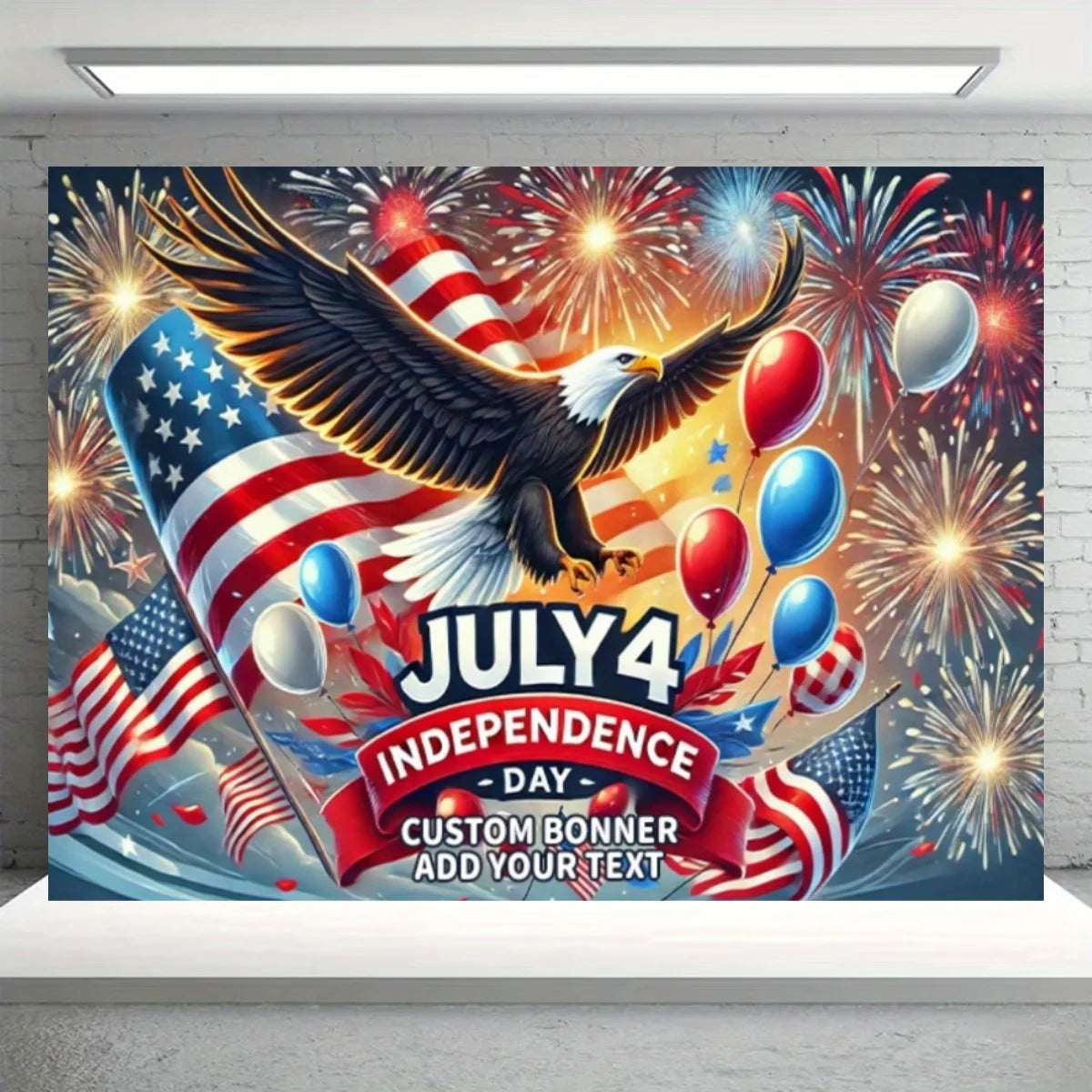 Independence Day Party Theme Background Eagle Balloon July 4th Celebration Decoration Banner USA Flag Backdrop Photo Props Gifts