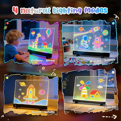 🔥30% Off 🎨 17-inch LED Drawing Board – Rechargeable LED Drawing Board - 4 Modes + 7 Colored Pencils - Includes Water Spray Bottle and Cleaning Cloth