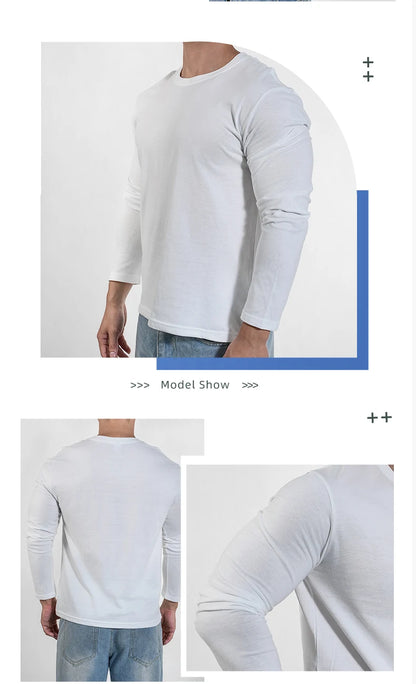 🔥👕 Men’s Heavyweight Long Sleeve T-Shirt – Breathable Cotton Casual Loose Fit Top