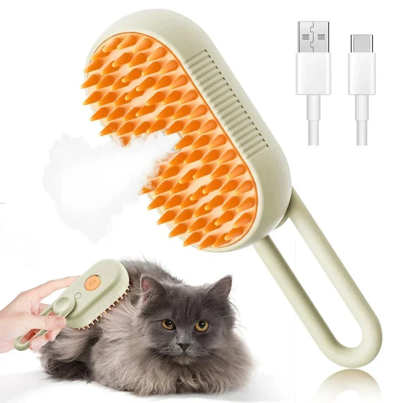 3in1 Pet Steam Spray Grooming Brush for Dogs Cats Electric Hair Removal Comb Massage Anti-Tangle Steamy Floating Hair Cleaning