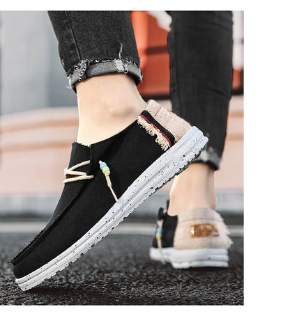 Spring Summer Blue Casual Boat Shoes Lightweight Slip-on Driving Shoes Men Low-cut Breathable Canvas Men Shoes Loafers