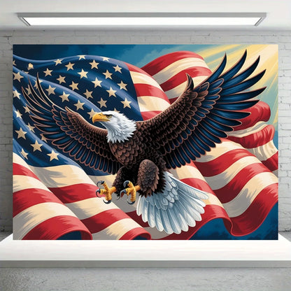 Independence Day Party Theme Background Eagle Balloon July 4th Celebration Decoration Banner USA Flag Backdrop Photo Props Gifts