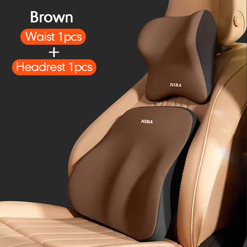 🔥33% OFF Memory Foam Car Neck & Lumbar Support Pillow – Comfortable Driving Cushion