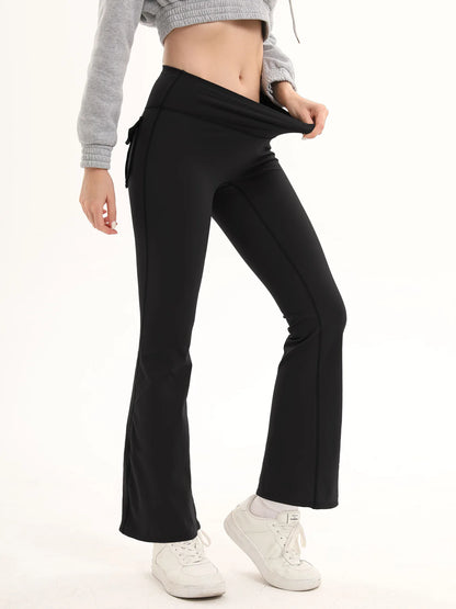 Women's High Waisted Flared Yoga Pants with Pockets Tummy Control Bootcut Leggings for Gym Fitness Casual Wear